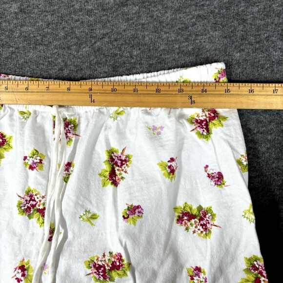 Stamp Floral Drawstring Pants Womens Large L White Cozy Loungewear - Picture 3 of 10